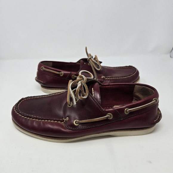 FRYE SULLY BOAT SHOES SLIP ON LOAFERS BURGUNDY LEATHER MEN SIZE 9 NAUTICAL FALL - Picture 6 of 15